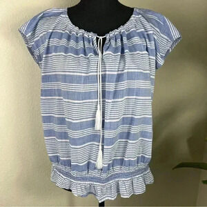 Tommy Hilfiger Cap Sleeve Blue White Sleeveless Top size XL
